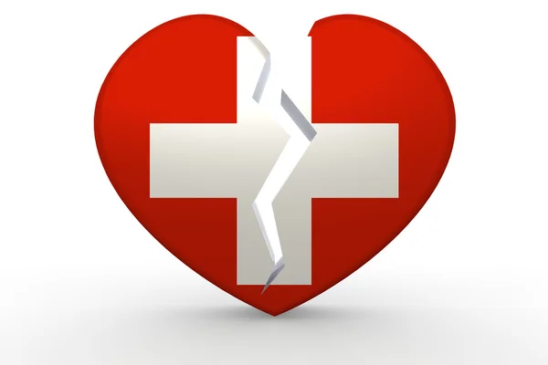 Broken white heart shape with Switzerland flag — Stock Photo, Image