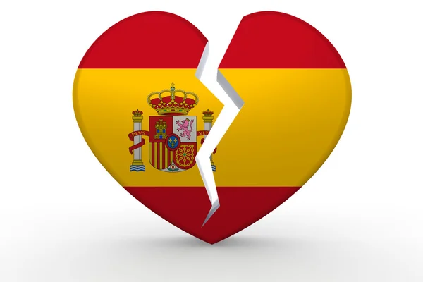 Broken white heart shape with Spain flag — Stock Photo, Image