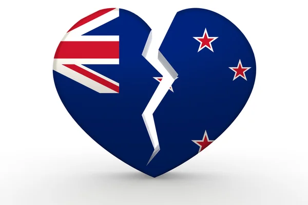 Broken white heart shape with New Zealand flag — Stock Photo, Image