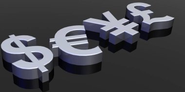 Metal dolar işareti beyaz, 3 boyutlu görüntüleme