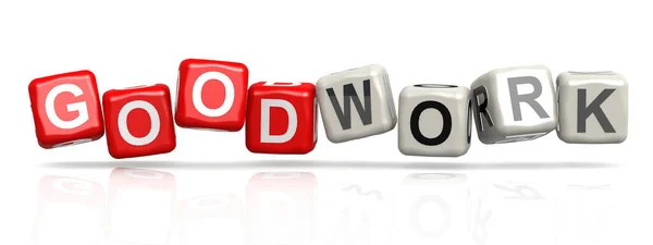 Good Work Word Concept Cube Block Isolated Rendering — Stock Photo, Image