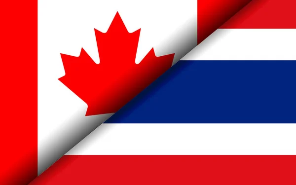 Drapeaux Canada Thaïlande Divisés Diagonale — Photo