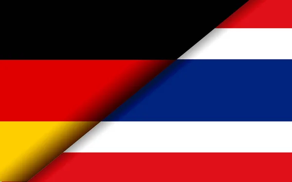 Flaggen Deutschlands Und Thailands Wurden Diagonal Geteilt Rendering — Stockfoto