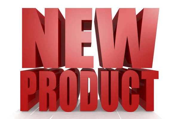 Nieuw Product Rood Woord Witte Achtergrond Rendering — Stockfoto