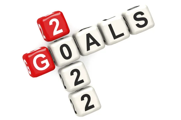 Goals 2022 Word Concept Cube Block Isolated Rendering — Stock Photo, Image