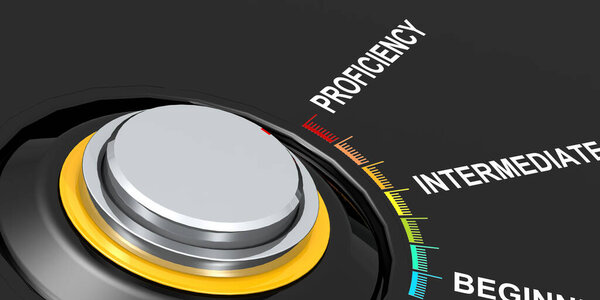 Knob turn to proficiency direction, 3d rendering