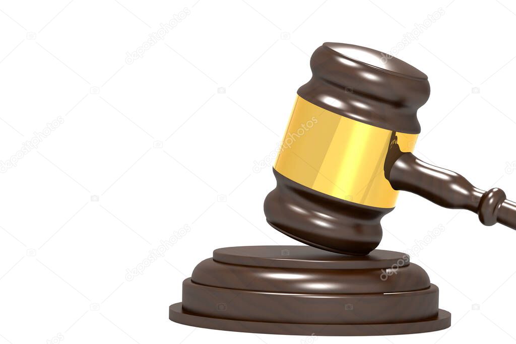  Gavel and sound block isolated, 3d rendering