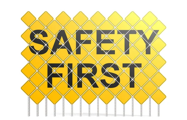 Giant Road Signs Safety First Word Rendering — Stock Photo, Image