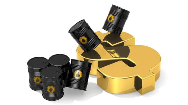 Schwarze Barrel Rohöl Mit Goldenem Dollarzeichen Darstellung — Stockfoto