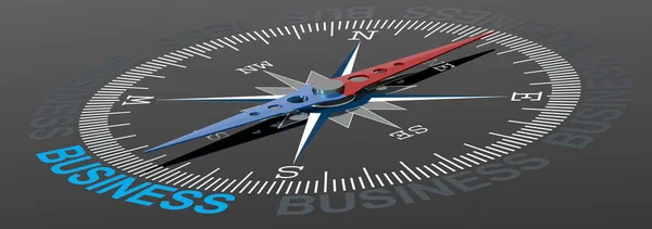 Zakelijk Woord Kompas Met Blauwe Rode Naald Rendering — Stockfoto