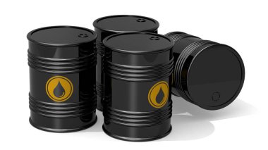 Zalim petrol ya da petrol için siyah variller, 3D görüntüleme