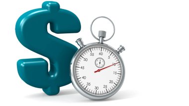 Kronometreyle mavi dolar işareti, 3 boyutlu görüntüleme