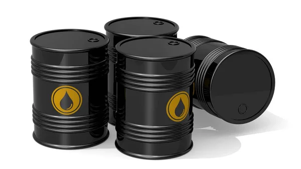 Barriles Negros Para Petróleo Cruel Petróleo Representación —  Fotos de Stock