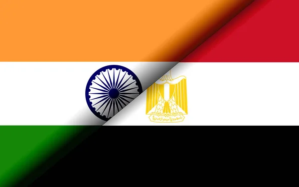 Σημαίες Της Ινδίας Και Της Αιγύπτου Χωρίζονται Διαγώνια Απόδοση — Φωτογραφία Αρχείου