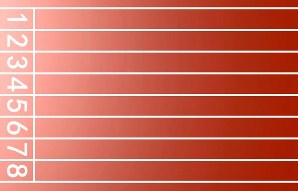 Röd Löparbana Startlinje Med Nummer Rendering — Stockfoto