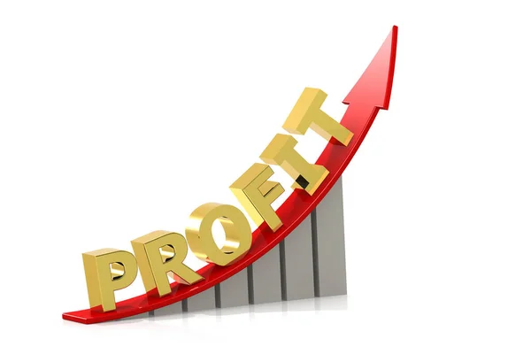 Bar Chart Profit Word Growing Arrow Rendering — Stock Photo, Image