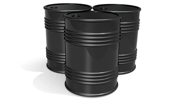 Black Barrels Cruel Oil Petroleum Rendering — Stock Photo, Image