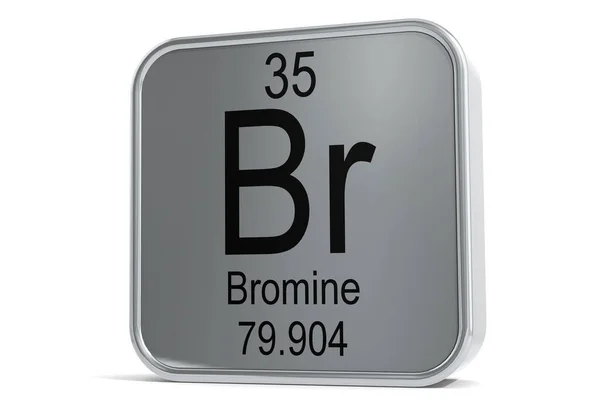 Bromine Element Symbol Metal Block Rendering — Stock Photo, Image