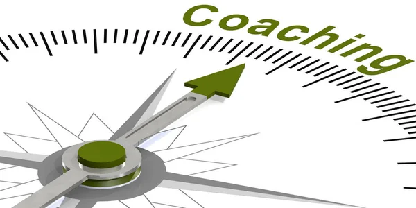 Coaching Word White Compass Rendering — Stock Photo, Image