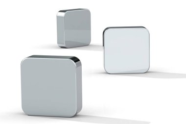 Metal bloklar beyaz arkaplan, 3B oluşturma