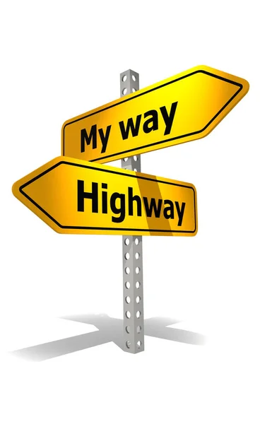 私の方法と高速道路の言葉で道路標識 3Dレンダリング — ストック写真