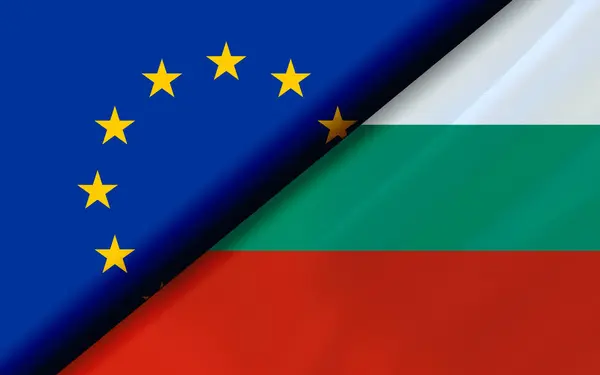 Vlaggen Van Bulgarije Zijn Diagonaal Verdeeld Weergave — Stockfoto