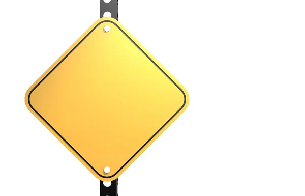 Blank Yellow Road Sign Isolated Rendering — Stock Photo, Image