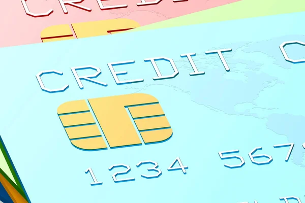 Close Credit Card Chip Rendering — Stock Photo, Image