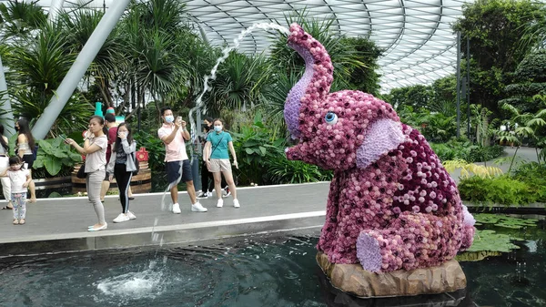 Singapour Déc 20120 Sculpture Éléphant Située Topiary Walk Aéroport Jewel — Photo