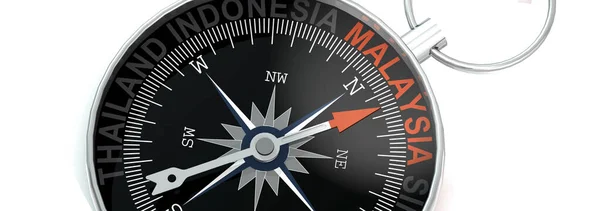 Compass Needle Pointing Word Malaysia Rendering — Stock Photo, Image