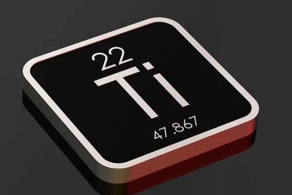 Titanium Element Periodic Table Black Square Block Rendering — Stock Photo, Image