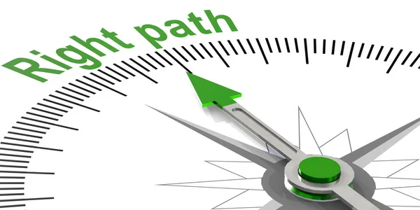 Right Path Word White Compass Rendering — Stock Photo, Image