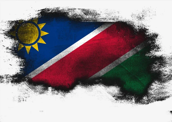 Namibie Vlajka Malované Štětcem Bílém Pozadí Vykreslování — Stock fotografie