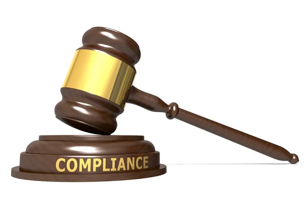 Wooden Judge Gavel Compliance Word Rendering — Stock Photo, Image