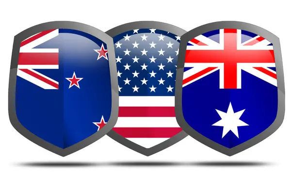 Anzus Joint Military Alliance United States Australia New Zealand Rendering — 图库照片