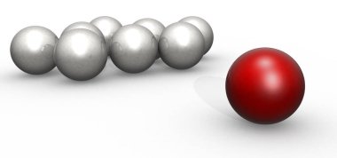  Krom küreli kırmızı bir küre. Liderlik kavramı, 3B yorumlama