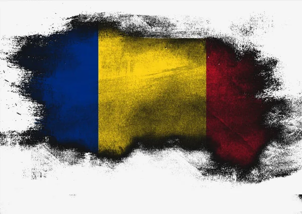 Σημαία Ρουμανίας Βαμμένη Πινέλο Λευκό Φόντο Απόδοση — Φωτογραφία Αρχείου