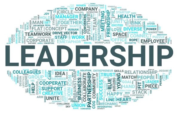 Leadership Word Cloud Concept Fundal Alb Redare — Fotografie, imagine de stoc