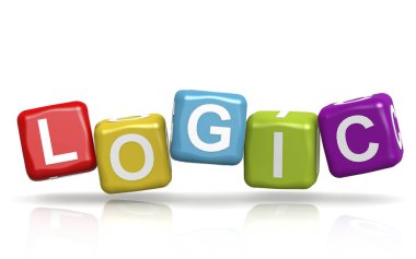 Beyaz arkaplanlı mantık küpü sözcüğü, 3B oluşturma