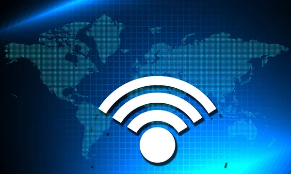Wifi Symbol Mit Weltkarte Als Hintergrund Rendering — Stockfoto