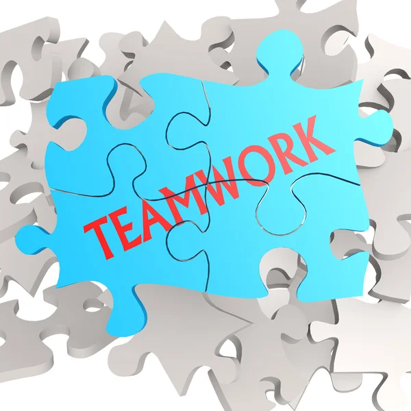 Puzzel jigsaw teamwerk — Stockfoto