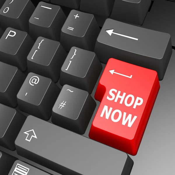 Shop now key on computer keyboard — Stock Photo, Image