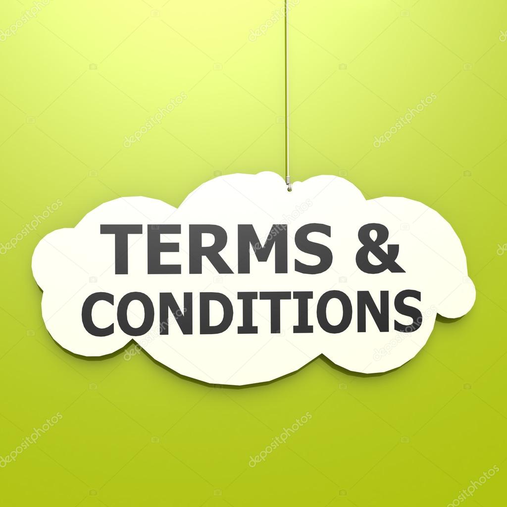 Terms and conditions word in green background