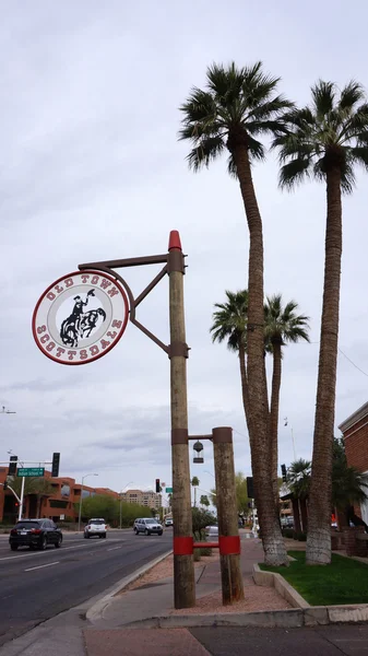 El cartel de Bienvenido a Old Town Scottsdale en Scottsdale Arizona — Foto de Stock