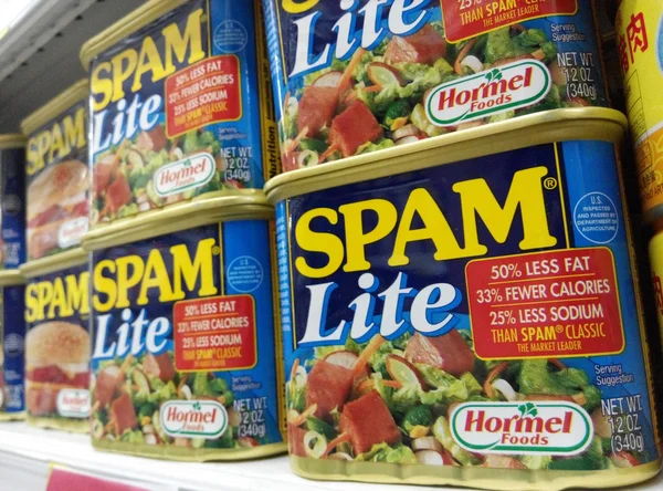 SINGAPORE, 20 SEP: Hormel brand Spam Lite cans are being sold in — Stock Photo, Image