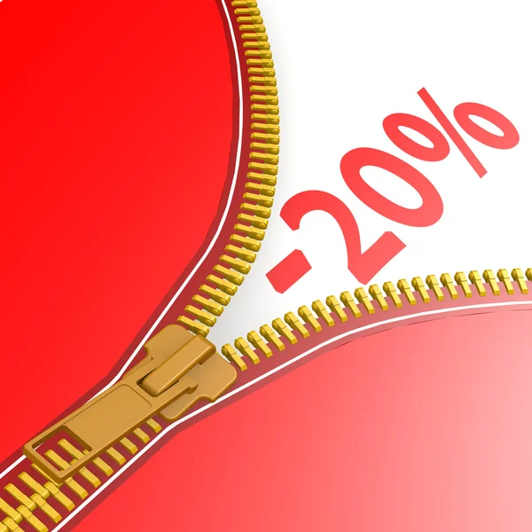 Zipper with twenty percent off — Stock Photo, Image