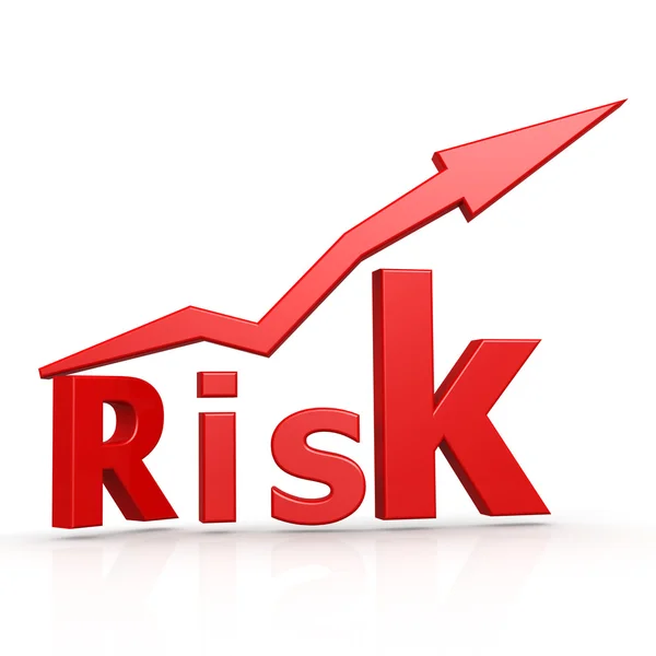 Risk word med pil — Stockfoto