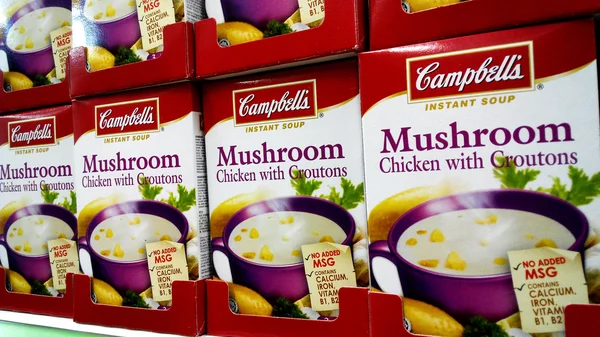 Campbell sopa de cogumelos — Fotografia de Stock