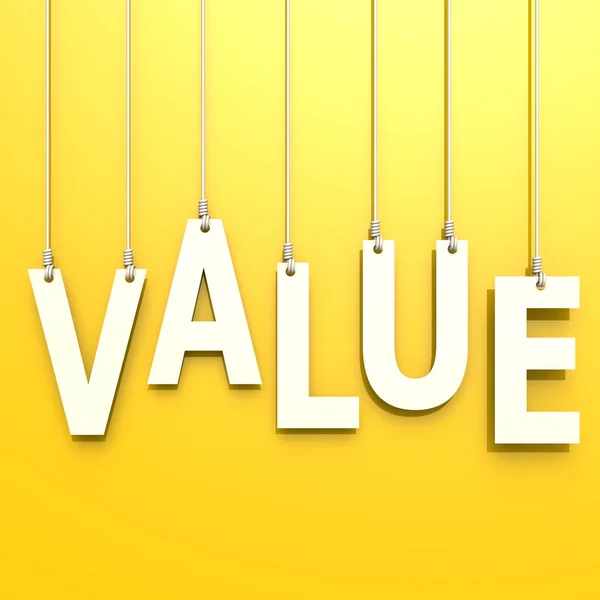 Slovo hodnota ve žlutém pozadí — Stock fotografie