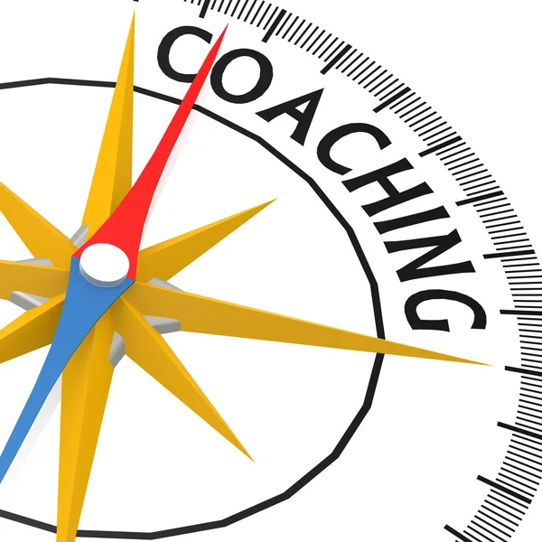Kompass med coaching ord – stockfoto